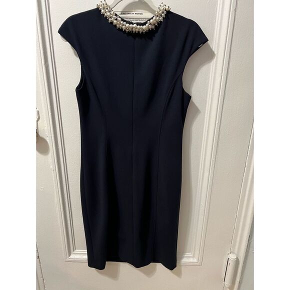 Betsey Johnson scuba crepe dress with pearl collar - Picture 5 of 10